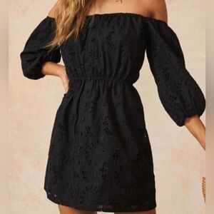 Camila Coelho Elegant Black Off-Shoulder Dress